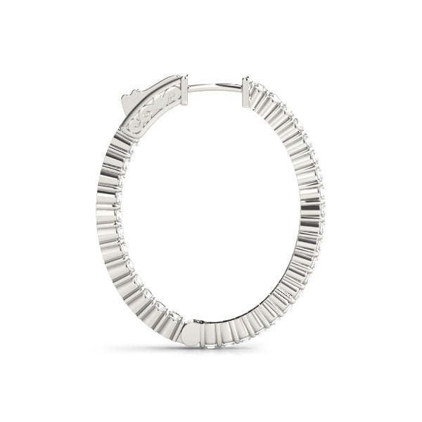 14K Gold Diamond Inside Out Oval Hoop