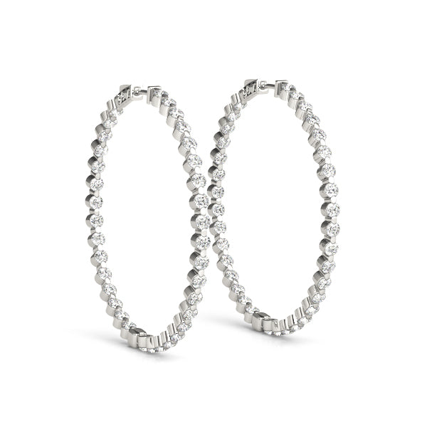 14K Gold Diamond Round Inside Out Hoop Earrings