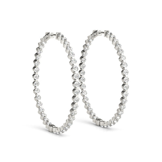 14K Gold Diamond Round Inside Out Hoop Earrings