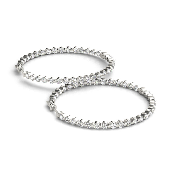 14K Gold Diamond Round Inside Out Hoop Earrings