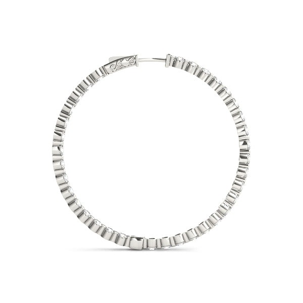 14K Gold Diamond Round Inside Out Hoop Earrings