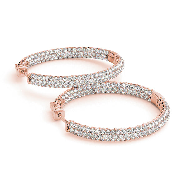 Rose Gold Diamond Inside Out Hoop Earrings