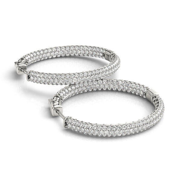 14K Gold Diamond PavÃ© .6"" Round Hoop Earrings