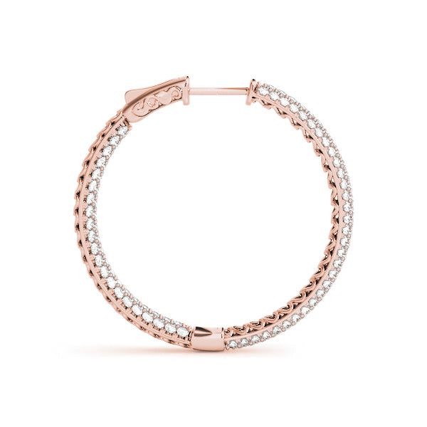 Rose Gold Diamond Inside Out Hoop Earrings
