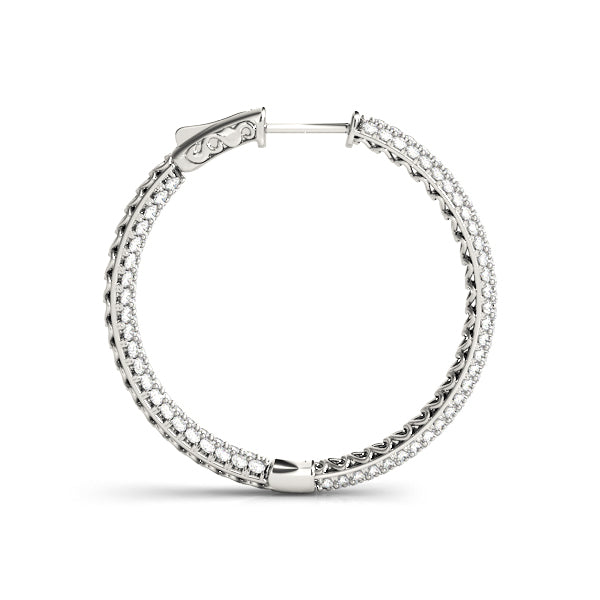 14K Gold Diamond PavÃ© .6"" Round Hoop Earrings