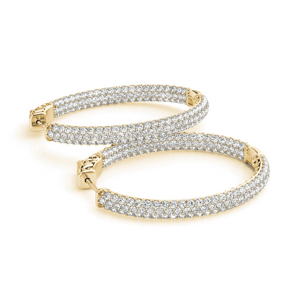 14K Yellow Gold Diamond Inside Out Hoop Earrings