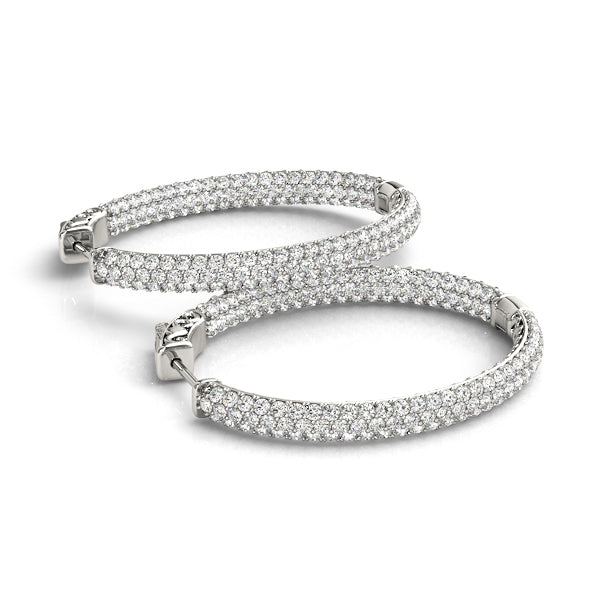 14K Gold Diamond Pave Inside Out Hoop