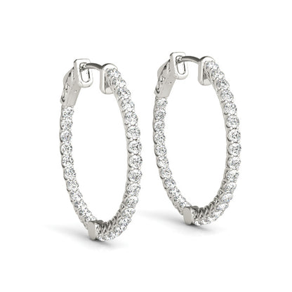 .75"" Diamond Inside Out Hoop Earrings