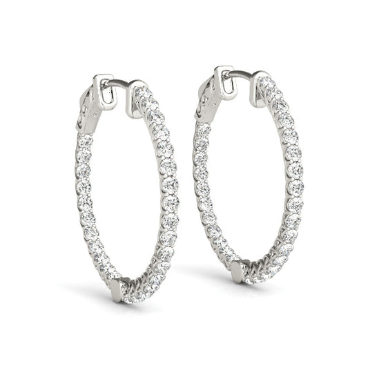 .75"" Diamond Inside Out Hoop Earrings