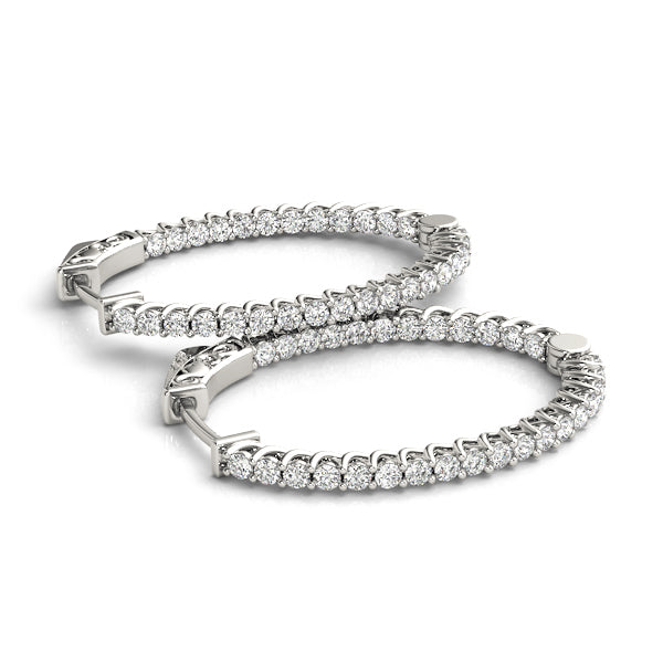 1.2"" Diamond Inside Out Hoop Earrings