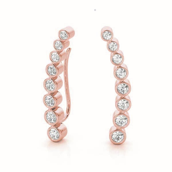 18K Rose Gold Round Diamond Fashion Earrings