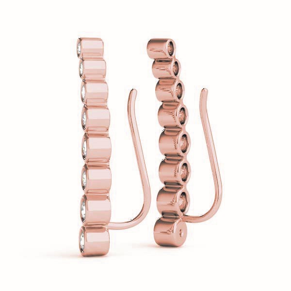 14K Rose Gold Round Diamond Fashion Earrings