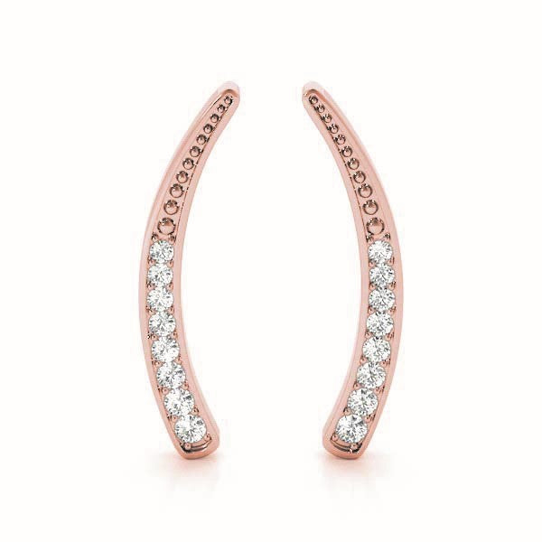 18K Rose Gold Round Diamond Stud Earrings