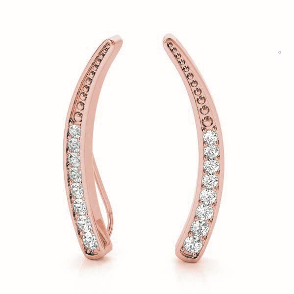 18K Rose Gold Round Diamond Stud Earrings
