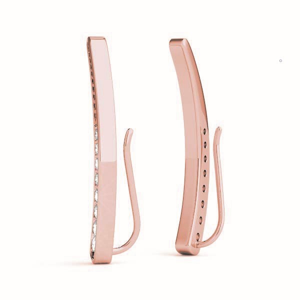 18K Rose Gold Round Diamond Stud Earrings