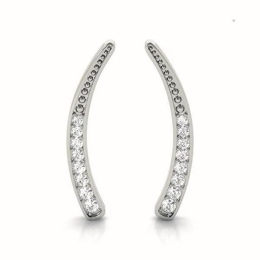 Diamond Round Gold Ear Climbers