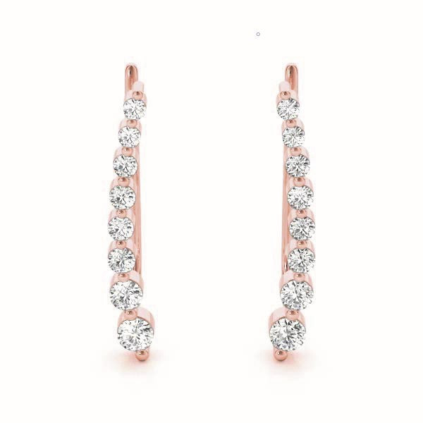 18K Rose Gold Round Diamond Fashion Earrings