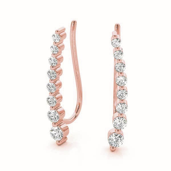 18K Rose Gold Round Diamond Fashion Earrings