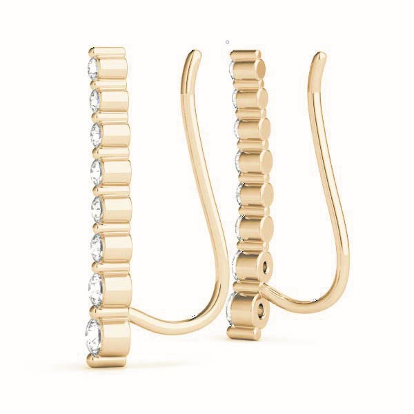 18K Yellow Gold Round Diamond Fashion Earrings