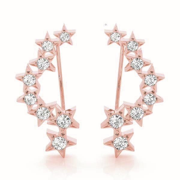 18K Rose Gold Diamond Climber Earrings 1/6 ctw