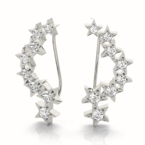 Round Diamond Ear Climbers