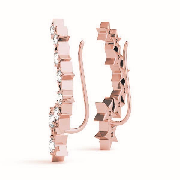 18K Rose Gold Diamond Climber Earrings 1/6 ctw
