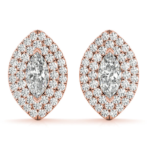18K Rose Gold Diamond Halo Stud Earrings