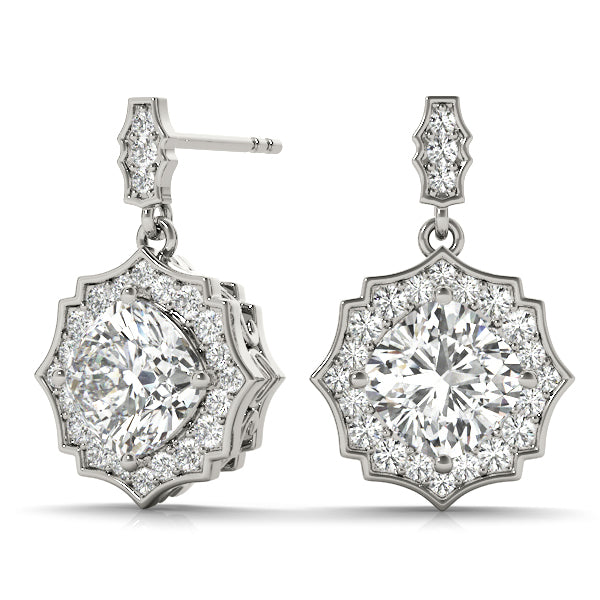 Scalloped Diamond Halo Earrings in Precious Metal