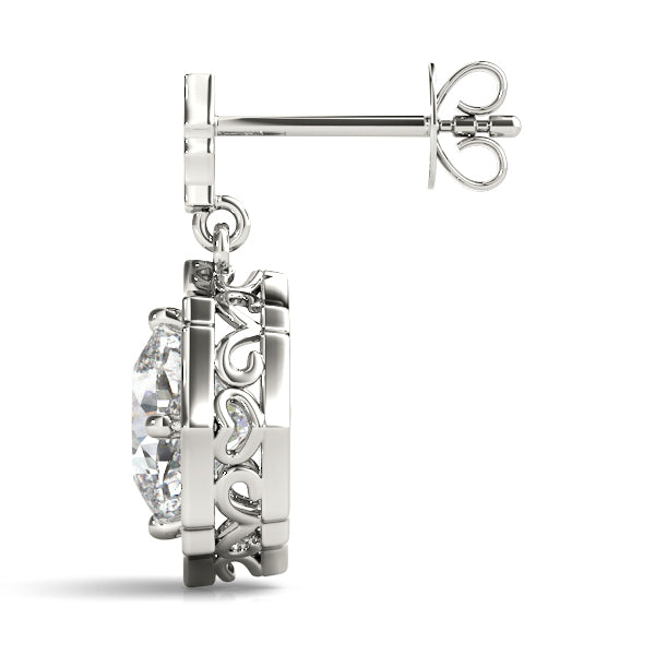 Scalloped Diamond Halo Earrings in Precious Metal