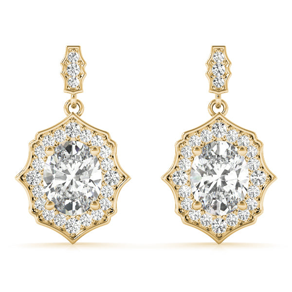 18K Yellow Gold Round Diamond Halo Earrings