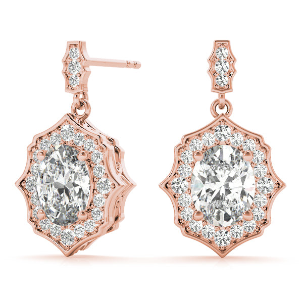 14K Rose Gold Diamond Accent Halo Earrings