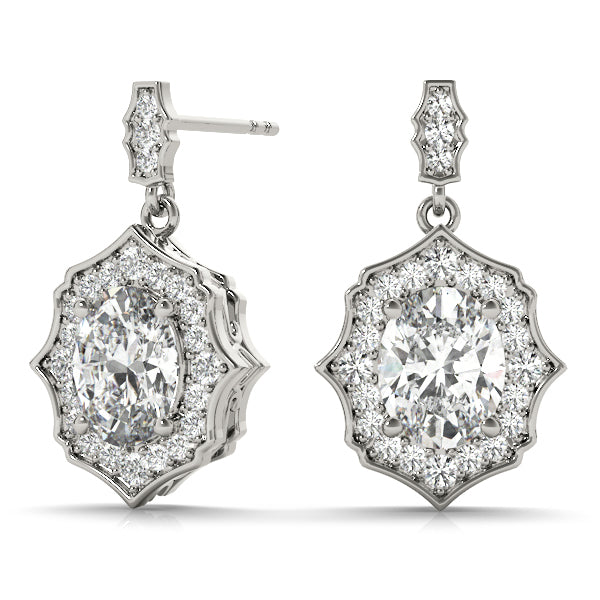Oval Diamond Halo Earrings in Precious Metals