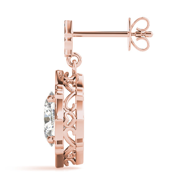 18K Rose Gold Diamond Halo Stud Earrings