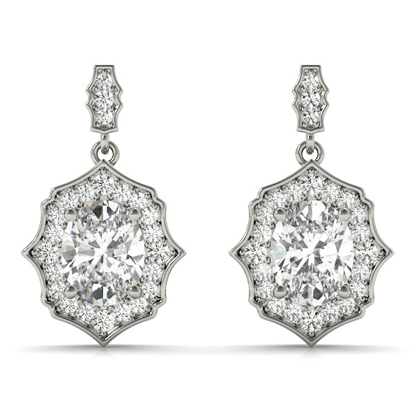 Diamond Halo Oval Earrings