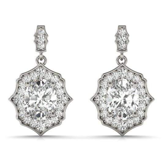 Diamond Halo Oval Earrings