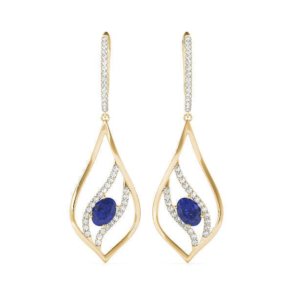 18K Yellow Gold Diamond Oval Earrings