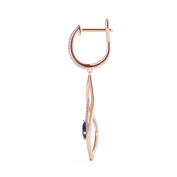 18K Rose Gold Oval Diamond Earrings