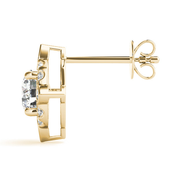 18K Yellow Gold Diamond Halo Stud Earrings 1/3 CT