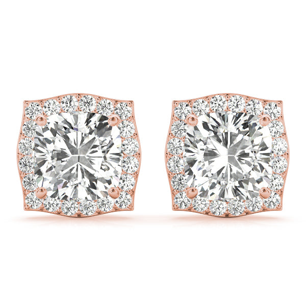 18K Rose Gold 1.16 ctw Diamond Halo Earrings