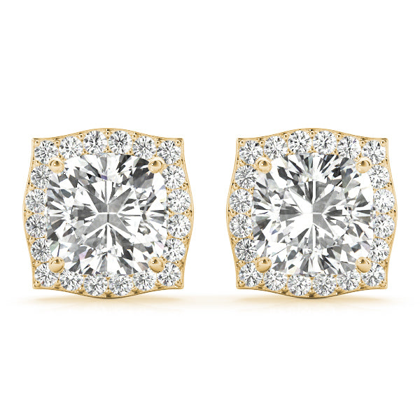 14K Yellow Gold 1 ct Diamond Halo Earrings