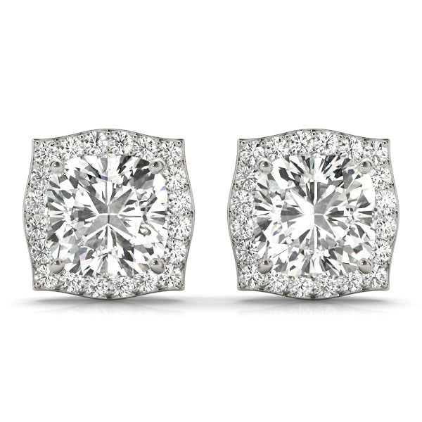 Diamond Halo Round Cushion Earrings