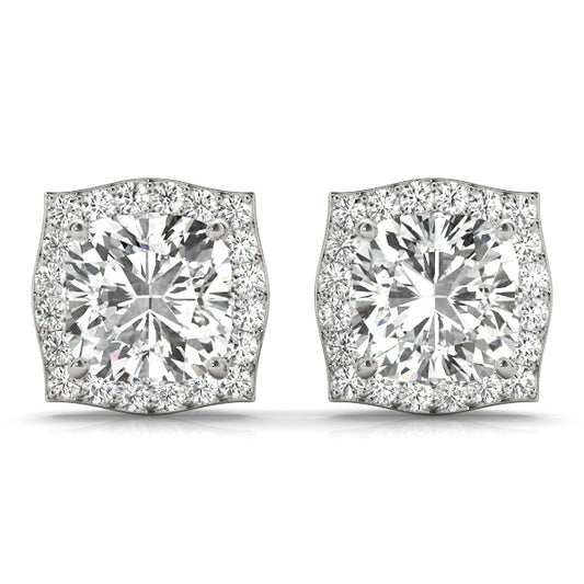 Diamond Halo Round Cushion Earrings
