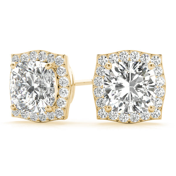 14K Yellow Gold Diamond Halo Stud Earrings