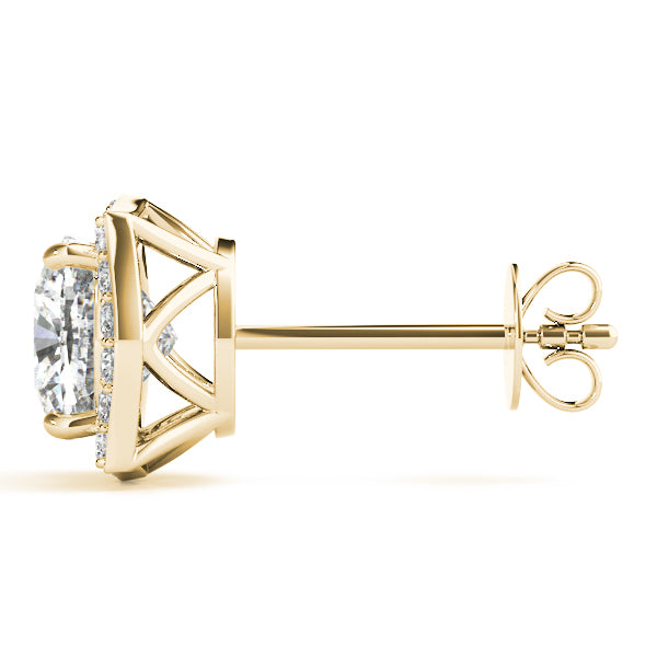 14K Yellow Gold Diamond Halo Stud Earrings