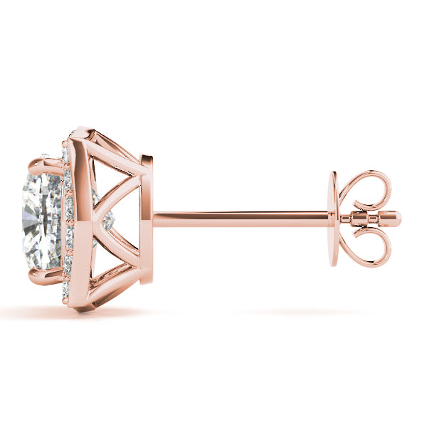 18K Rose Gold Diamond Halo Stud Earrings