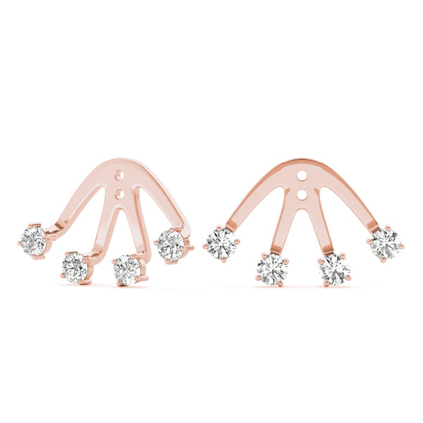 18K Rose Gold Round Diamond Fashion Earrings