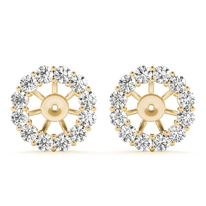 18K Yellow Gold Round Diamond Fashion Earrings