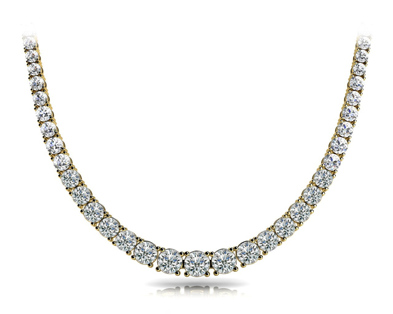 18K Yellow Gold Round Diamond Fashion Necklace