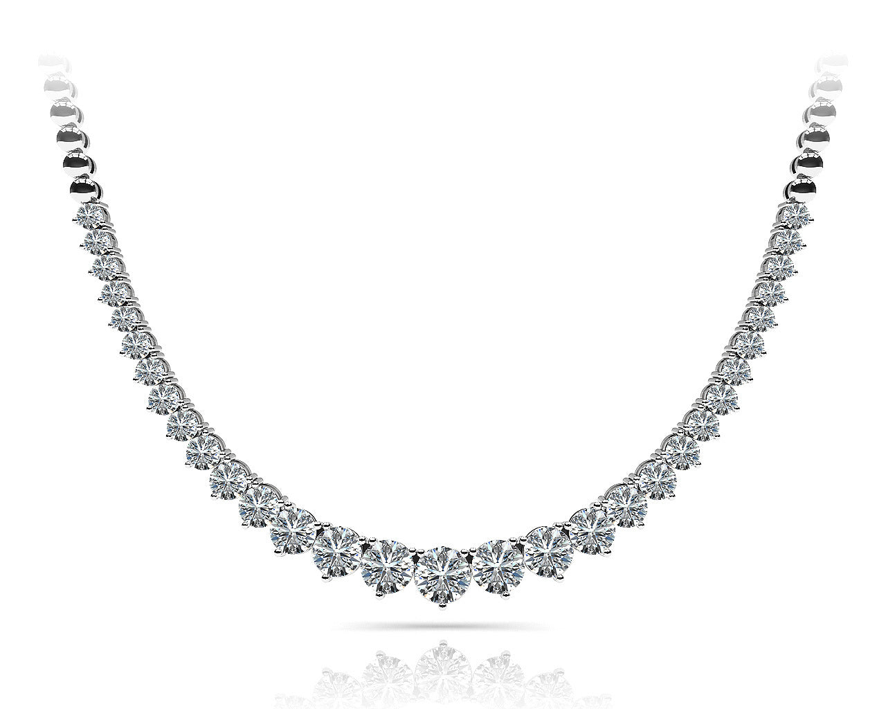 Round Diamond 3 Prong Graduated Necklace