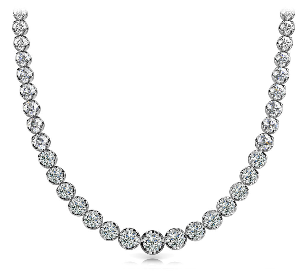 Multi-Diamond Graduated Pendant Necklace